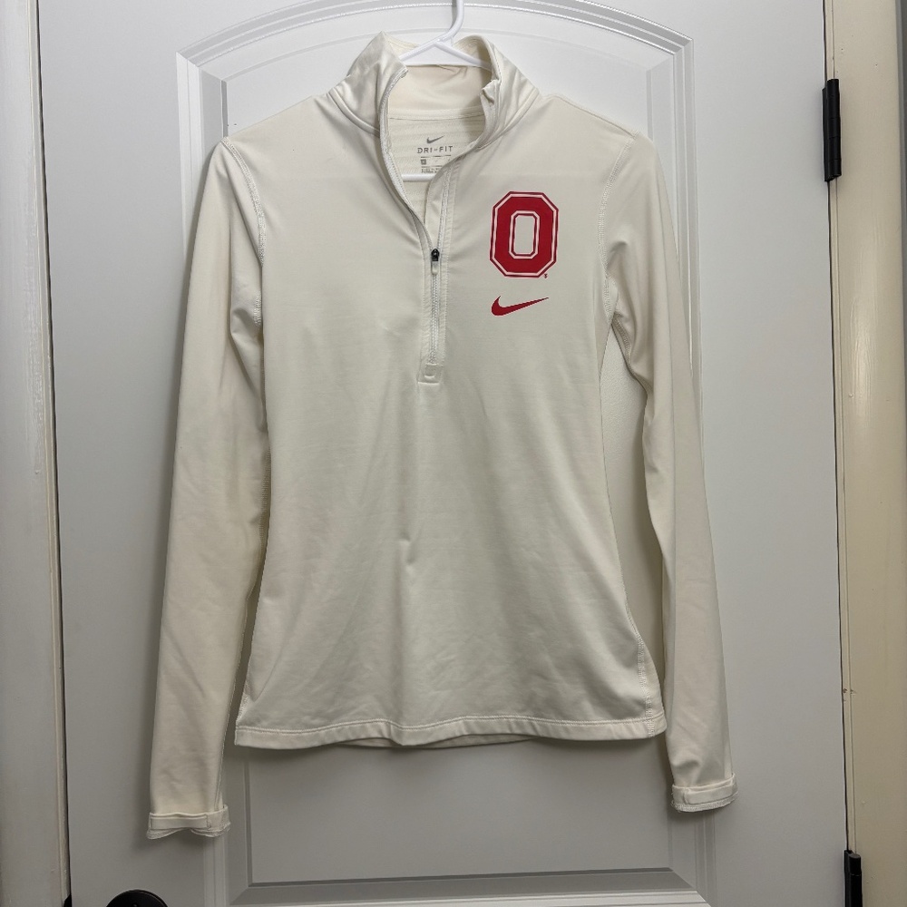 NIKE Ohio State While Fleece Lined 1/4 Zip Pullover